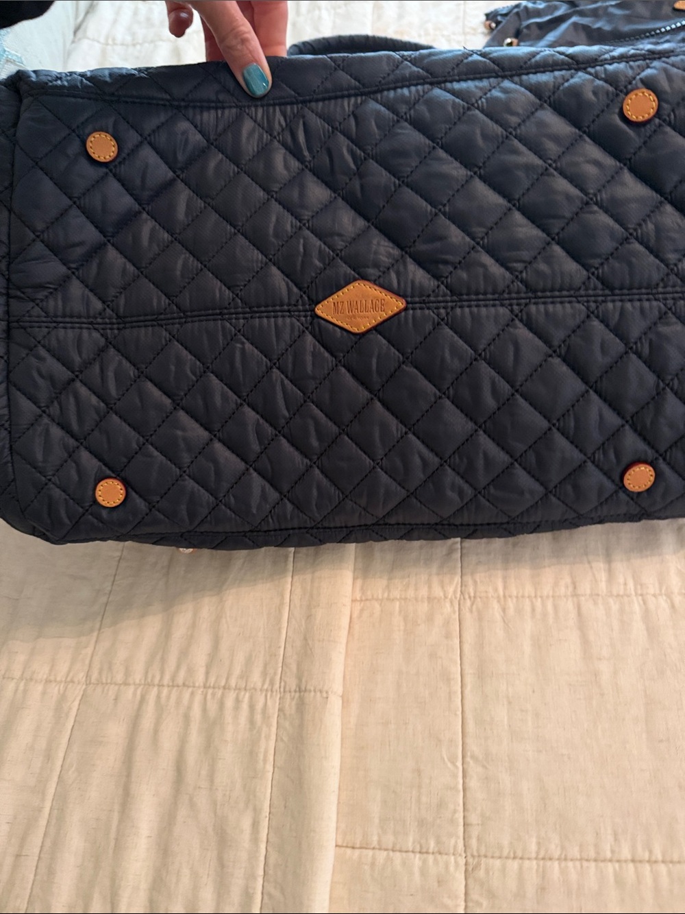 MZ Wallace Navy Quilted Tote with Removable Pouches - Picture 2 of 4